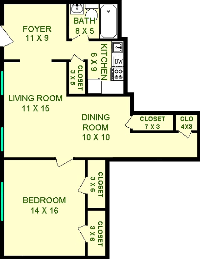 Squirrel Hill One Bedroom Floorplan - Squirrel Hill