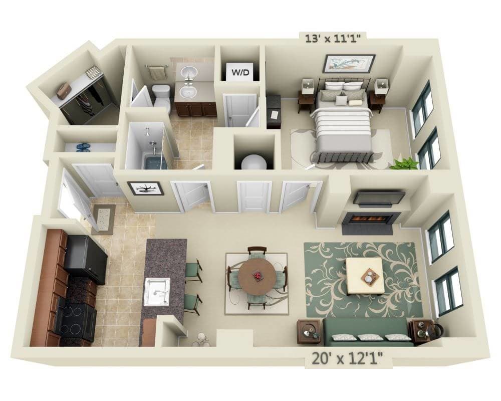 Floor Plan - One Bedroom A1D