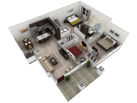 Floor Plan - 3 BR Grand Courtyard Garage