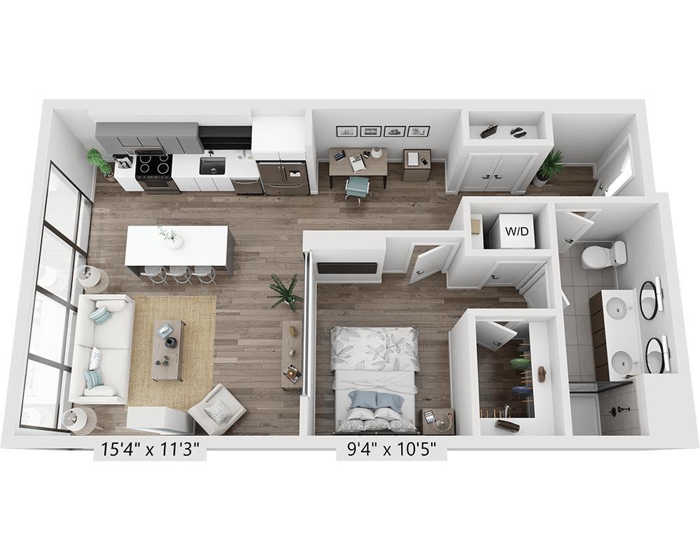 Floor Plan - One Bedroom A1W