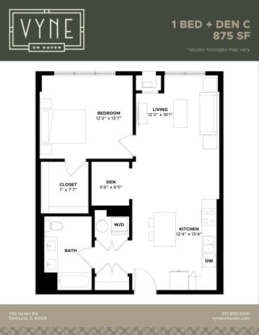 Final - Vyne On Haven - Floor Plans - 1 BED + DEN C - ADAPTABLE - 1 BED+D - C ADAPTABLE