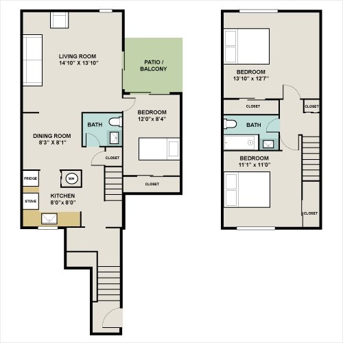 The Red Oak Townhome sq ft 1250-1250 - Red Oak Townhome