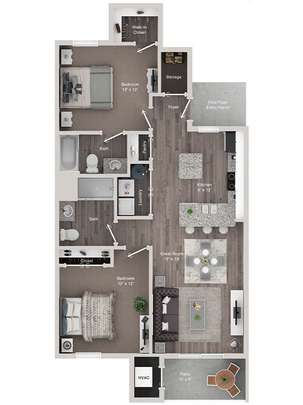 Floor Plan - C1 - Two Bedroom Apartment