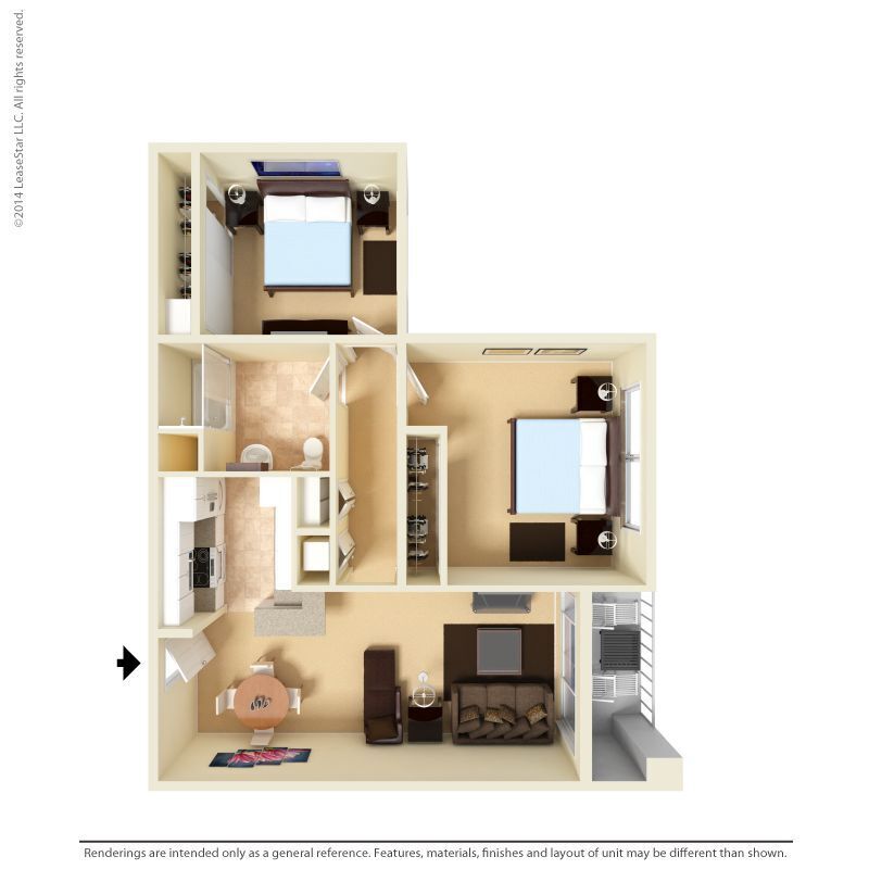 Floor Plan - Two Bedroom One Bath