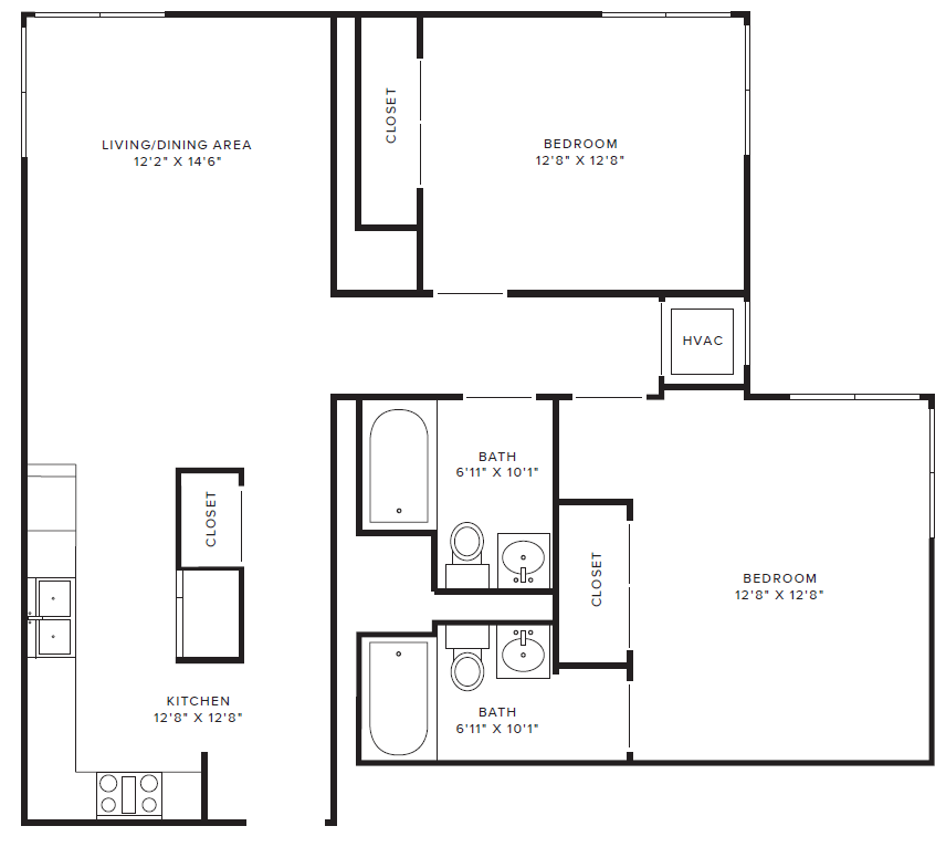 Floor Plan - 2 Bedroom - Type H