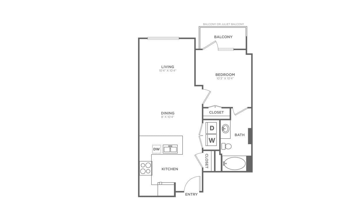 Floor Plan - 1 Bed/1 Bath - A4