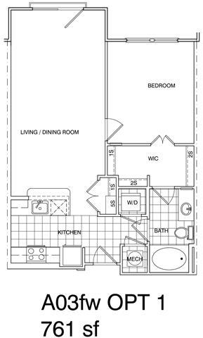 Floor Plan - 1 Bedroom, 1 Bath 761 SF A3.5