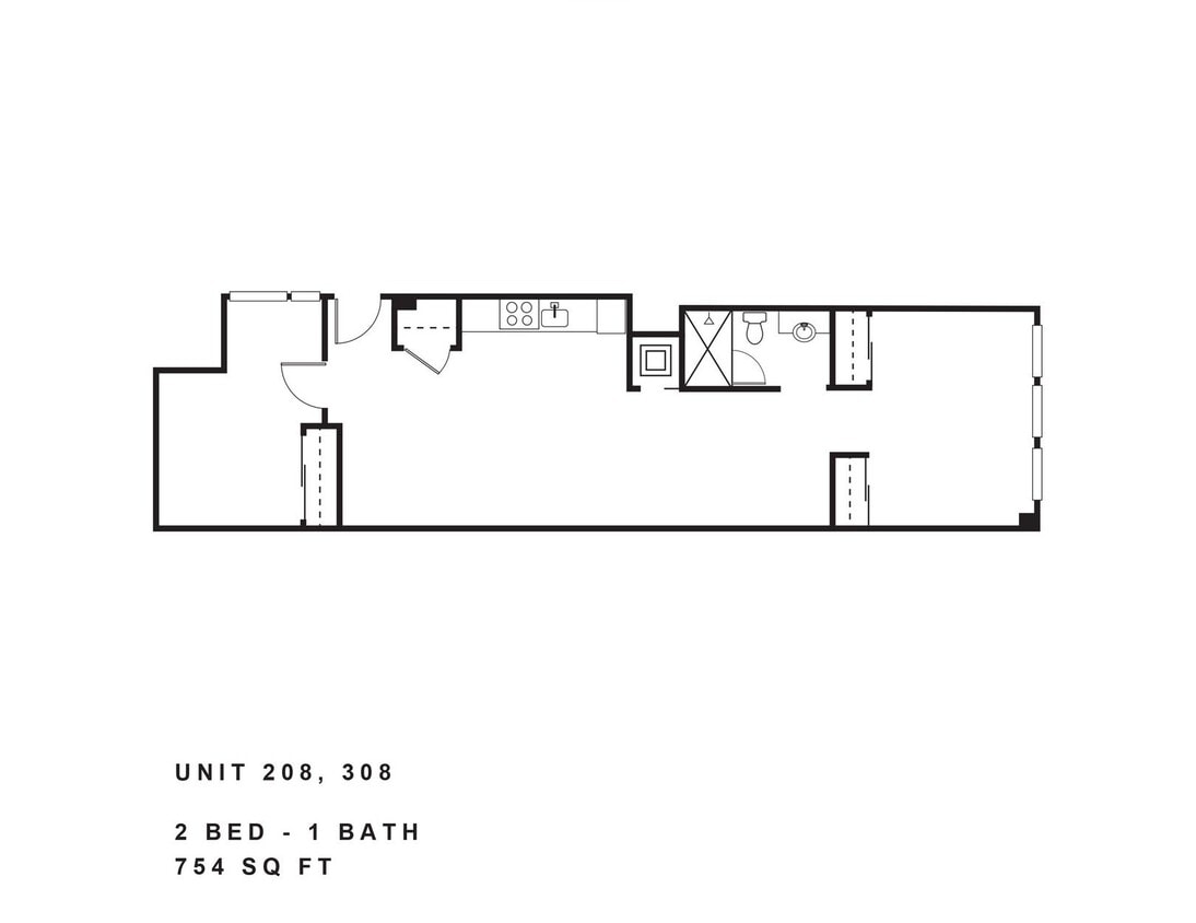 Floor Plan - 2 Bedroom, 1 Bath