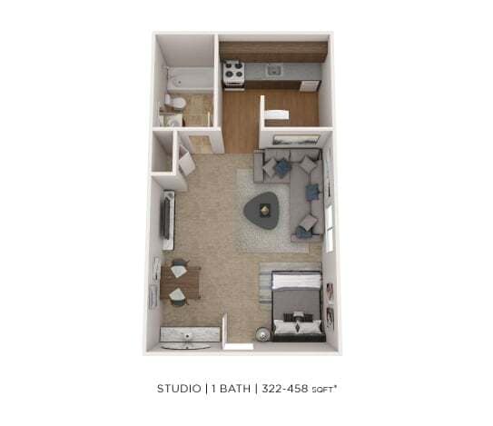 Floor Plan - Studio - 352 sqft