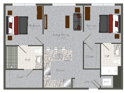 Mid Main Lofts - 2-X1 - 2 Beds - 2 Baths - 800 Sq. ft. - 2-X1