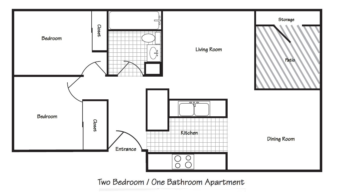 Floor Plan - Two Bedroom One Bath