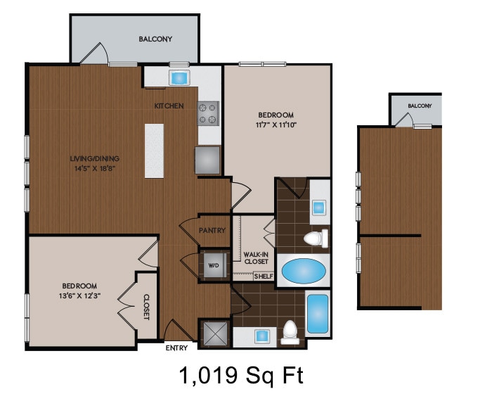 Floor Plan - 1019 - 1179 Sq Ft