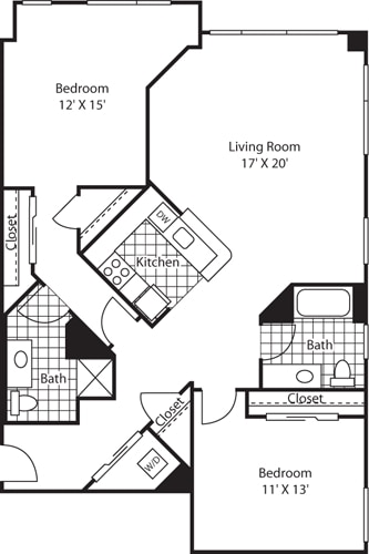 Floor Plan - Two Bedroom 1311 A