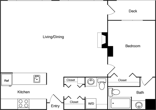Floor Plan - 1 Bed 17B - SW