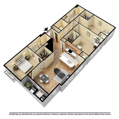 Floor Plan - 3 bedroom 2 bath, 1742 sq ft
