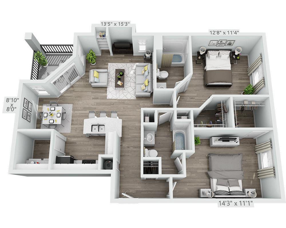 Floor Plan - Two Bedroom B2A