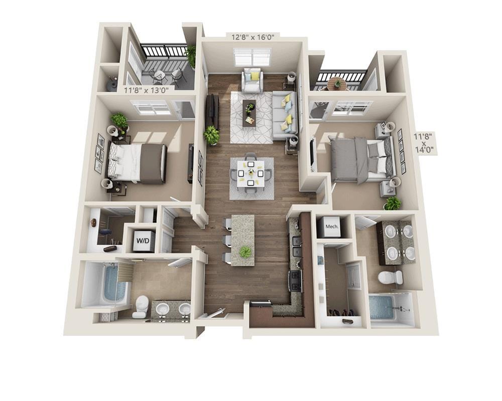 Floor Plan - Two Bedroom B2D