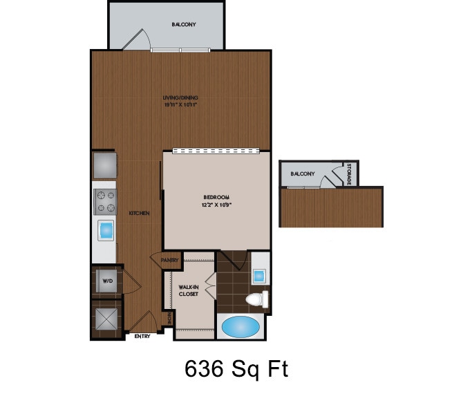 Floor Plan - 616 - 636 Sq Ft