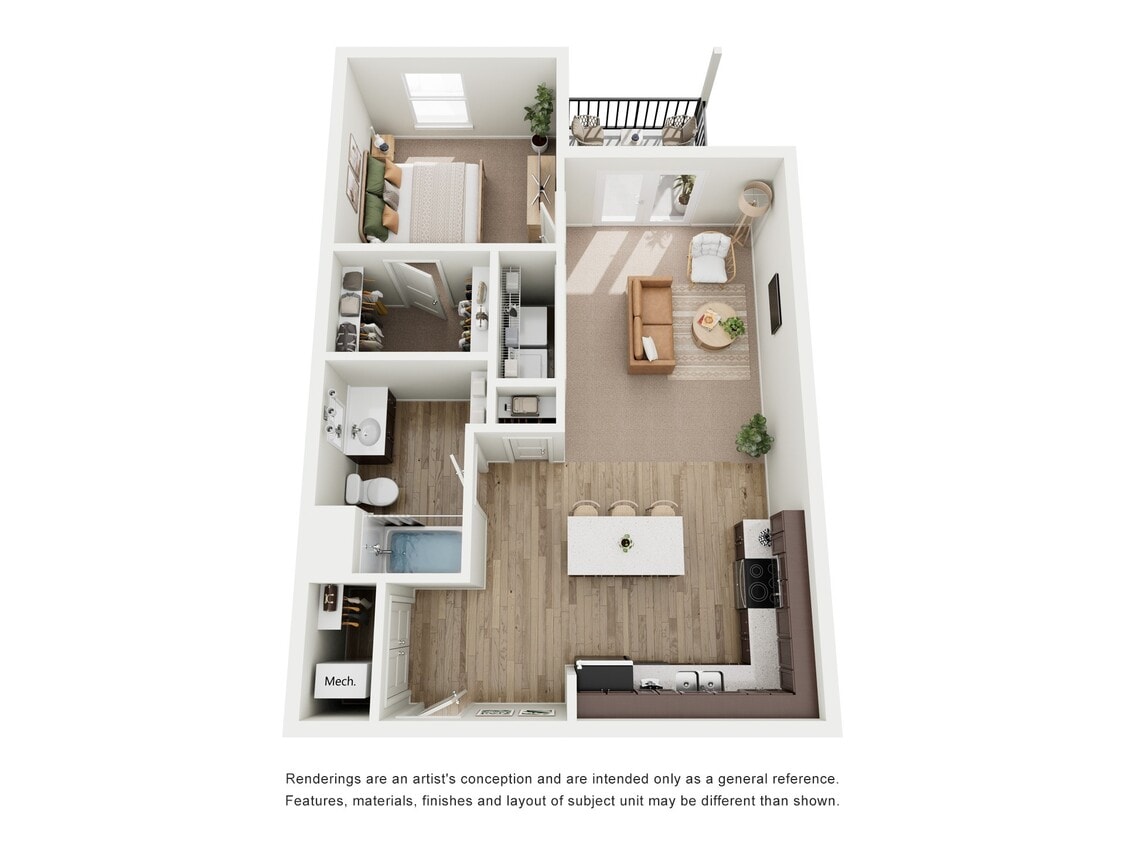 Floor Plan - One Bedroom One Bath A