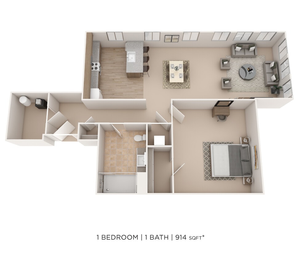 Floor Plan - One Bedroom- 914 sqft