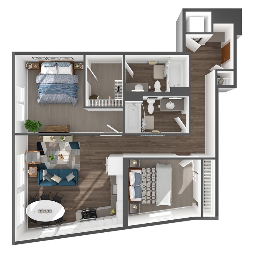 Floor Plan - 2 Bed/2 Bath-B1