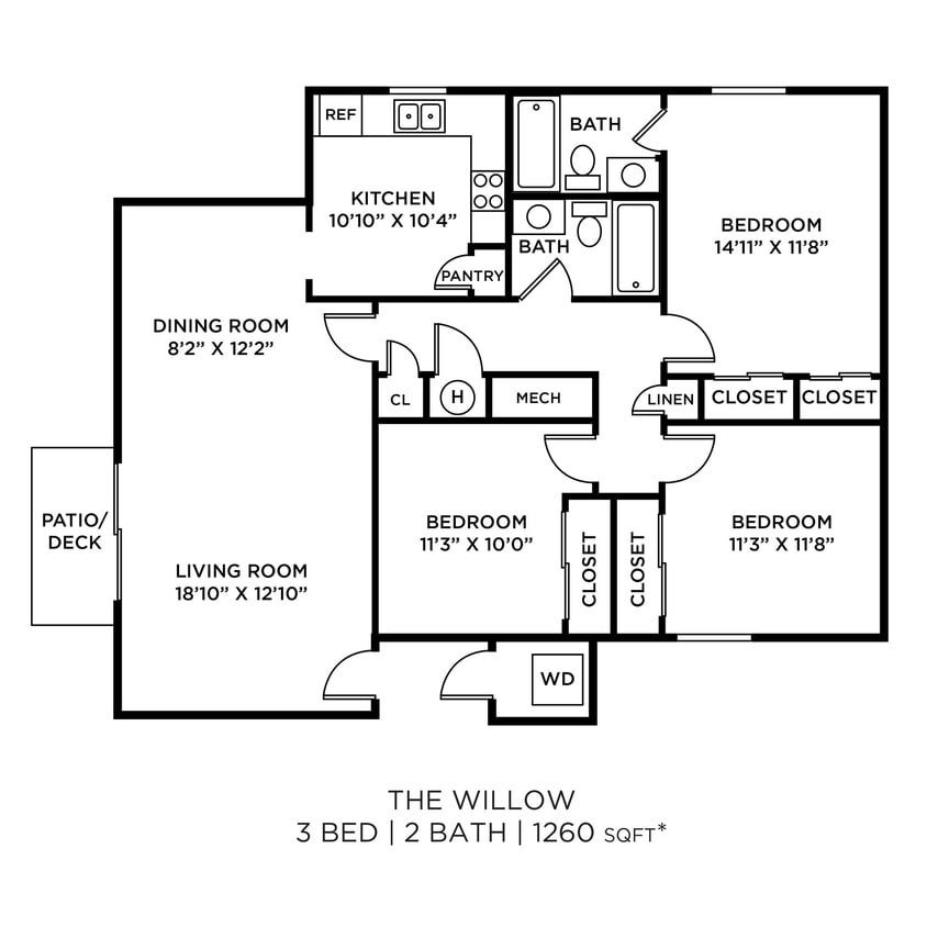 Floor Plan - Willow 3 x 2