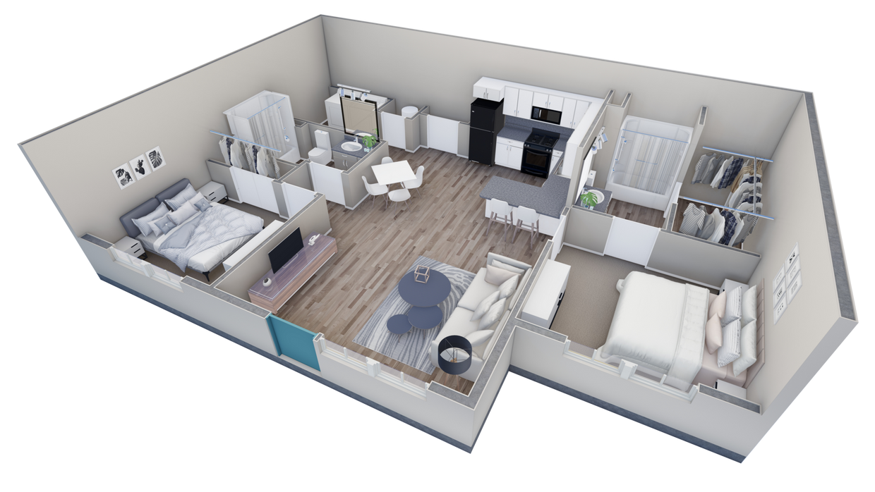 Floor Plan - 2-2 BR Retreat Courtyard