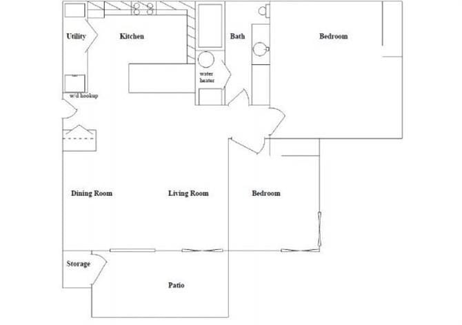 Floor Plan - 2BRx1BA Renovated