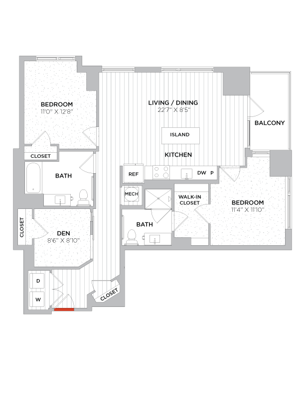 Floor Plan - 2 Bed/2 Bath Den-C09a West