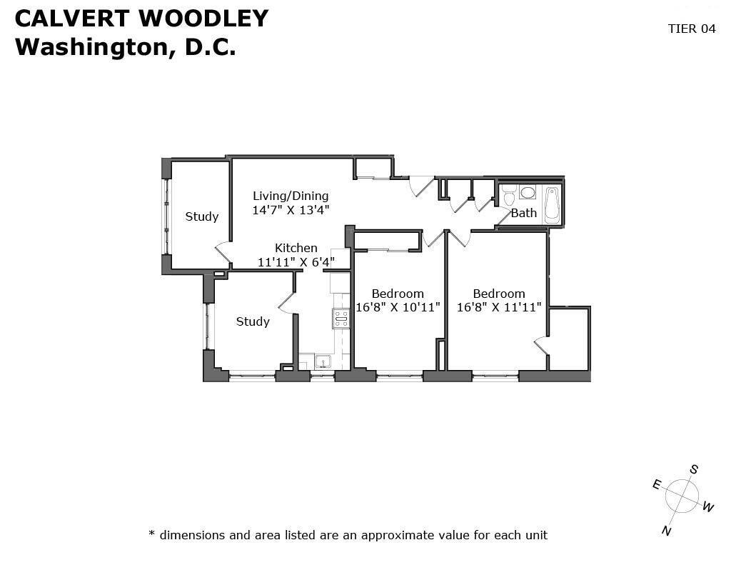 Floor Plan - 2 Bedroom 1 Bathroom plus Den