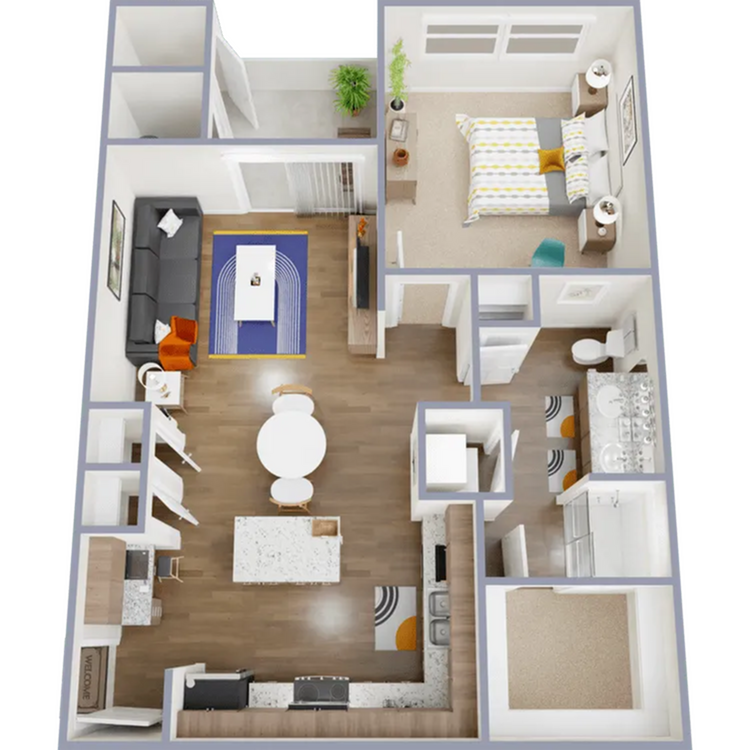 One bedroom, one bath, 726 square foot apartment home - A2