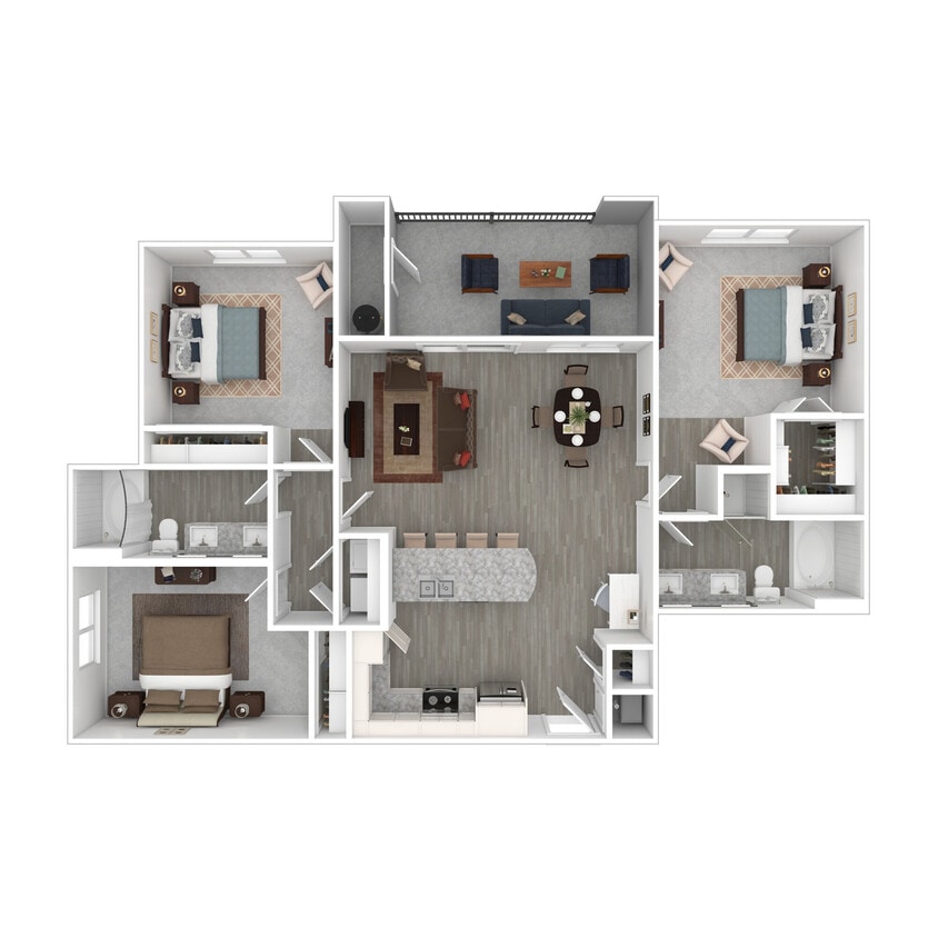 Floor Plan - 3 Bed 2 Bath 1536 SF (1346 Net)