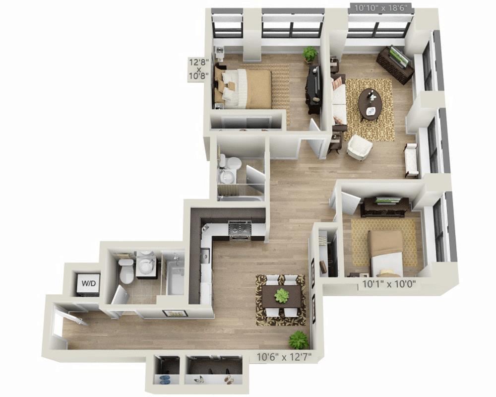 Floor Plan - Two Bedroom B2B