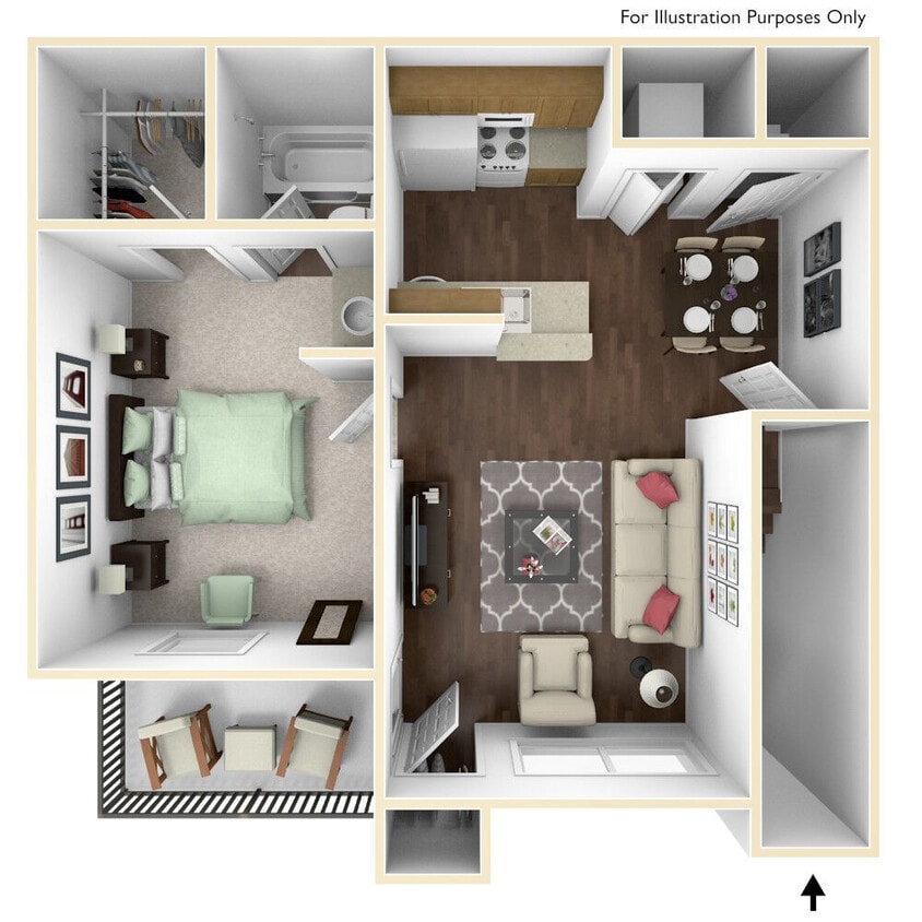 Floor Plan - 1 Bedroom 1 Bath