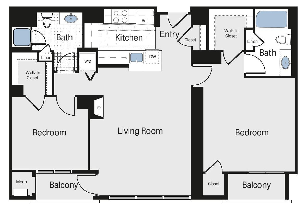Floor Plan - 2 Bed/2 Bath - bc3