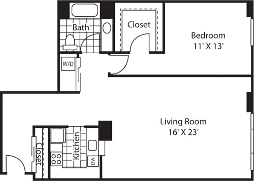 Floor Plan - One Bedroom 1413