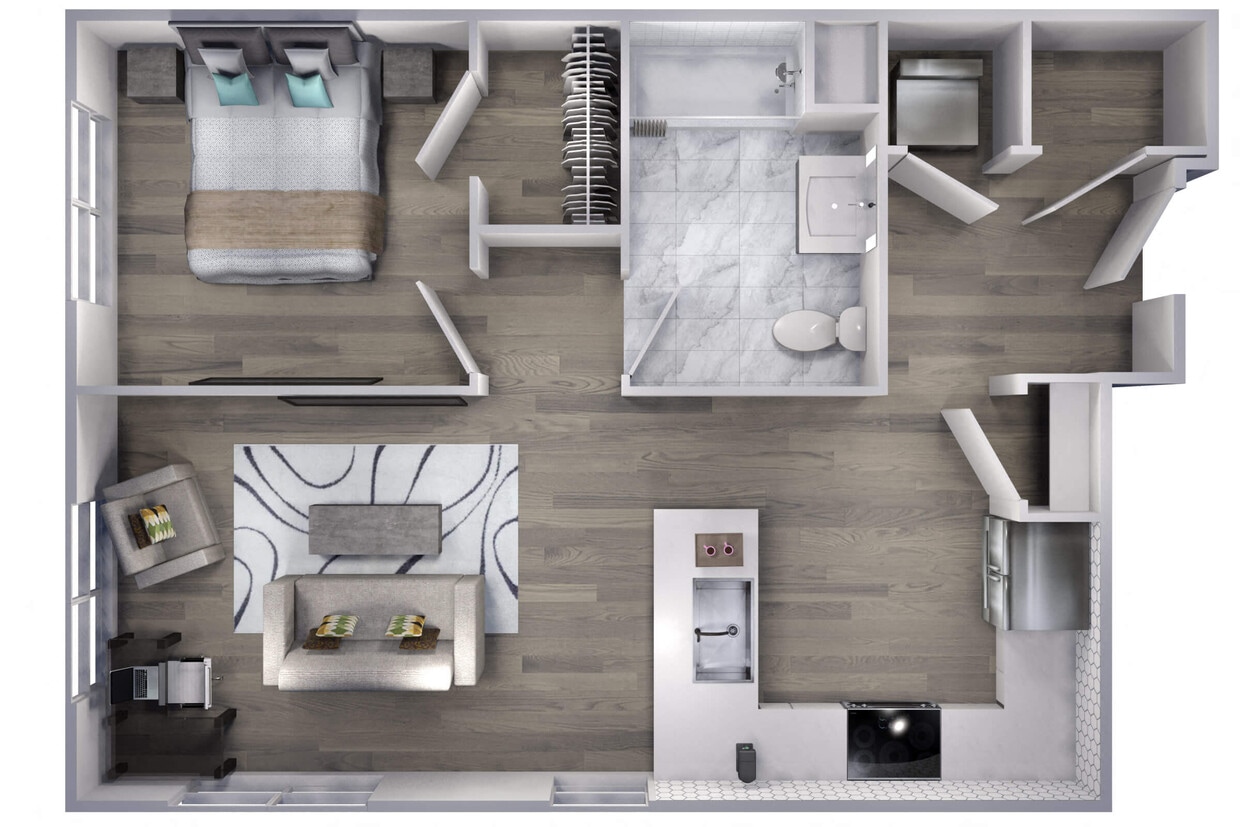 Floor Plan - Avenue F | 1 Bed/1 Bath-A3