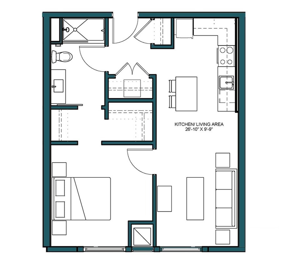 Floor Plan - 1 Bed/1 Bath-B1