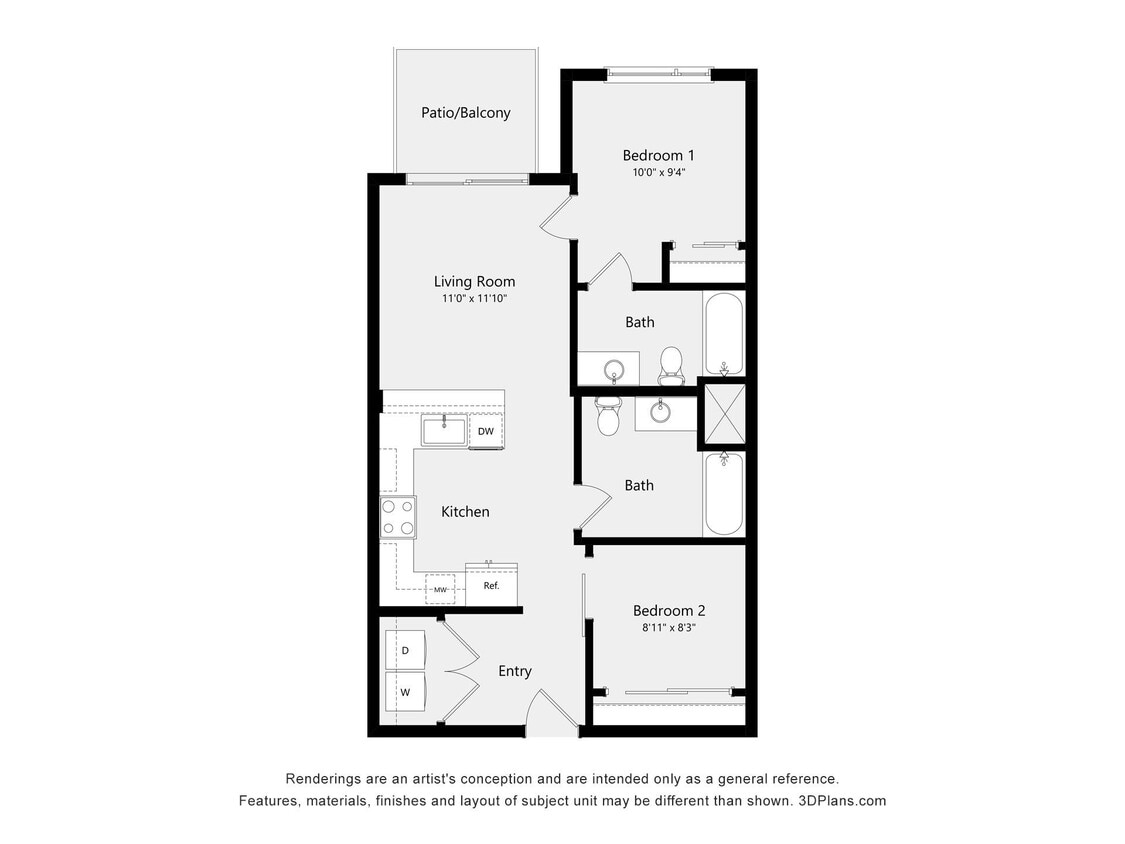 Floor Plan - Urban Two Bedroom D01C