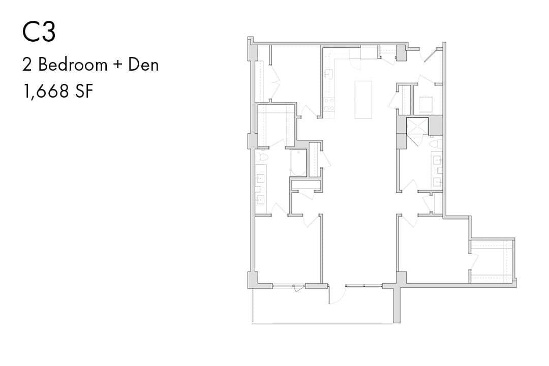 Floor Plan - C3 2 Bedroom Den