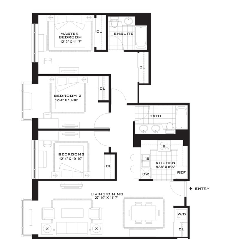 Floor Plan - AQUABLU - 3 Bedrooms Two Bathroom