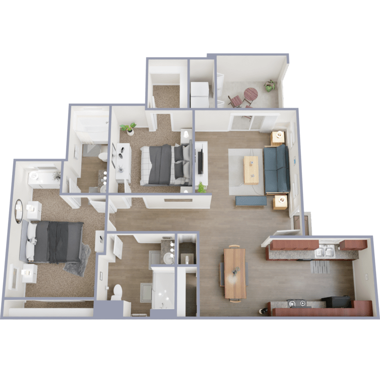 2BADA_1094_Overhead_532742.png - 2 Bed 2 Bath - Walk In Shower - 1st Floor