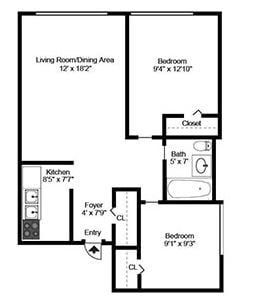 Floor Plan - Manor- 2 Bedroom