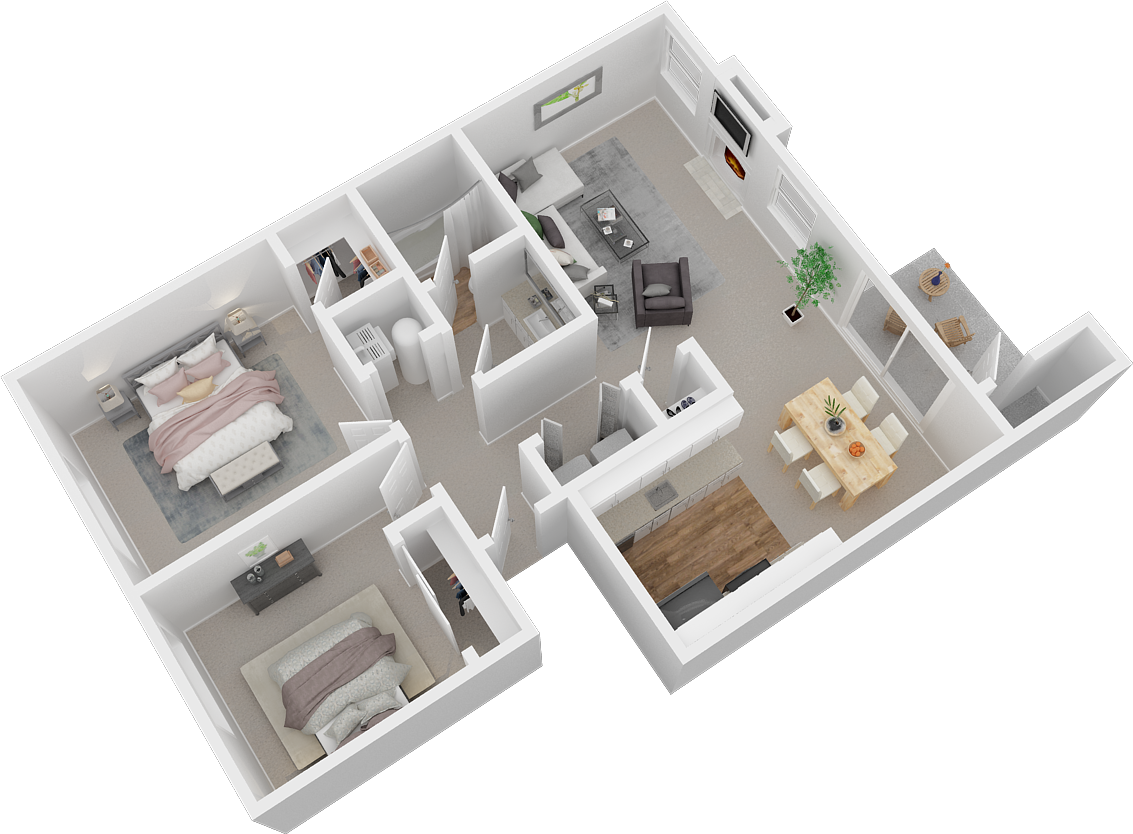 lakeview-village-3d-fp-2_v02 (1).png -  Two Bedroom, One Bath with Lake View