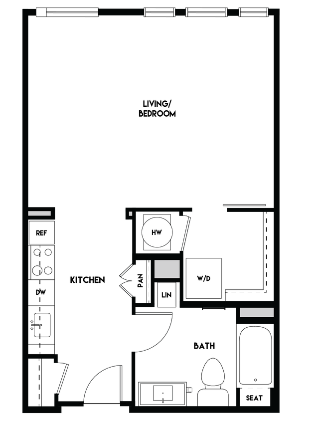 Floor Plan - Studio (640 SF)