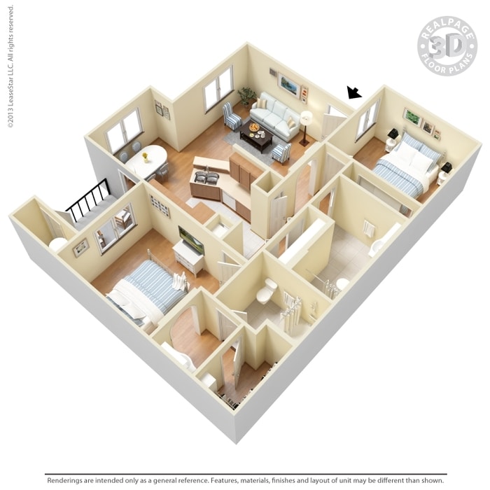 Floor Plan - 2 Bed 2 Bath 1118 SqFt (1040 Net)