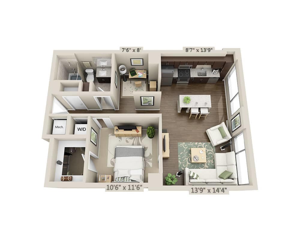 Floor Plan - One Bedroom A1OD