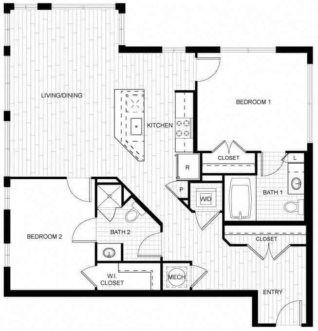 Floor Plan - 2 Bed/2 Bath-F_C02