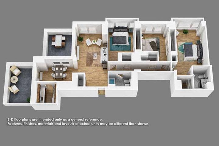 Floor Plan - 3 Bedroom 2 Bath- C03