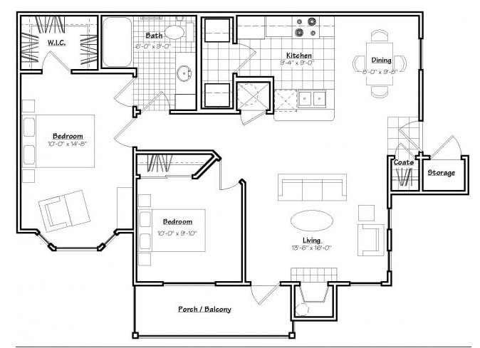 B1 Floorplan.jpg - Two-bedrooms One Bath
